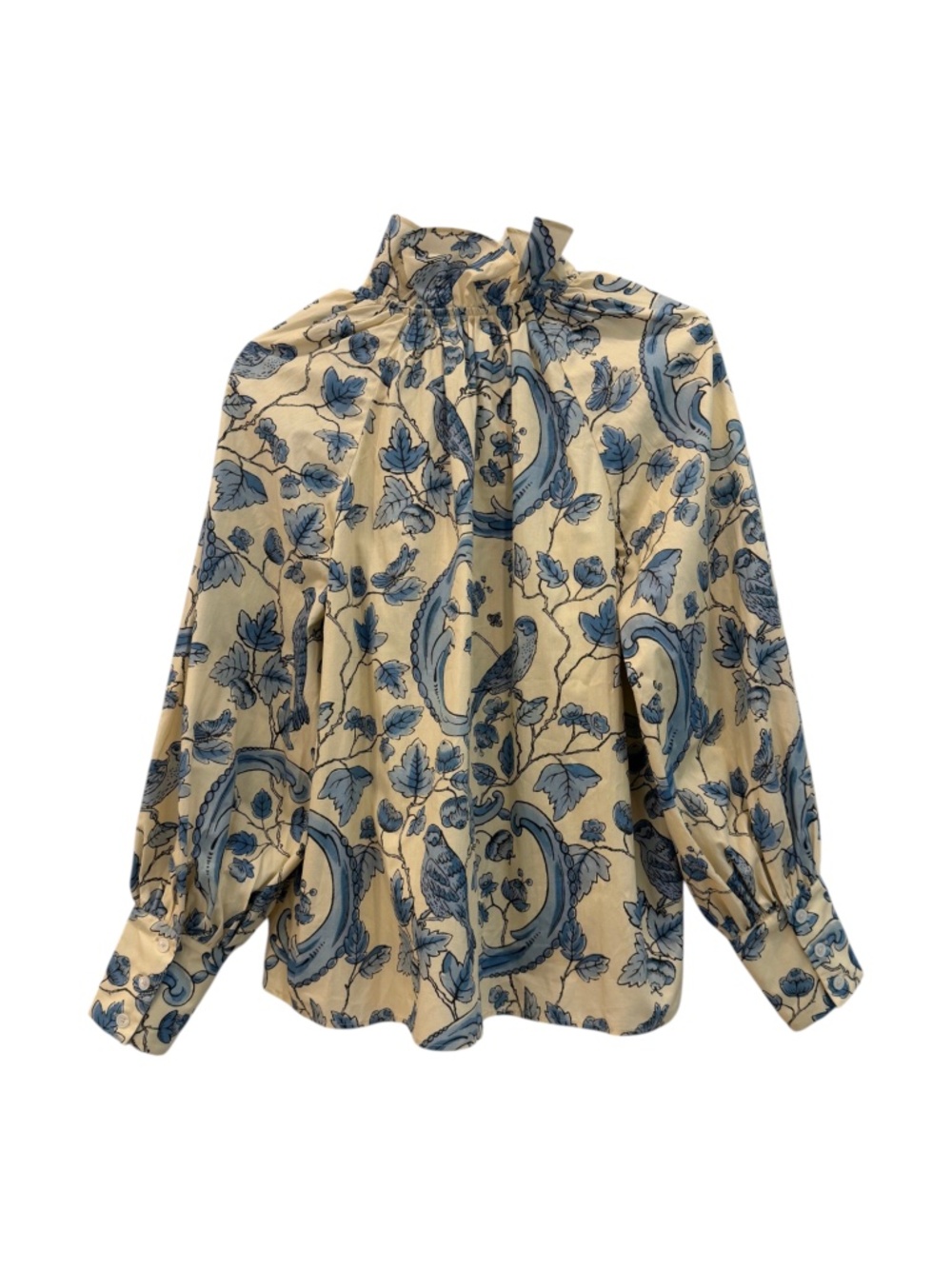 NWT SÉZANE X ANTOINETTE POISSON Hillis Blouse in Blue Birds Print Size FR - Picture 8 of 8